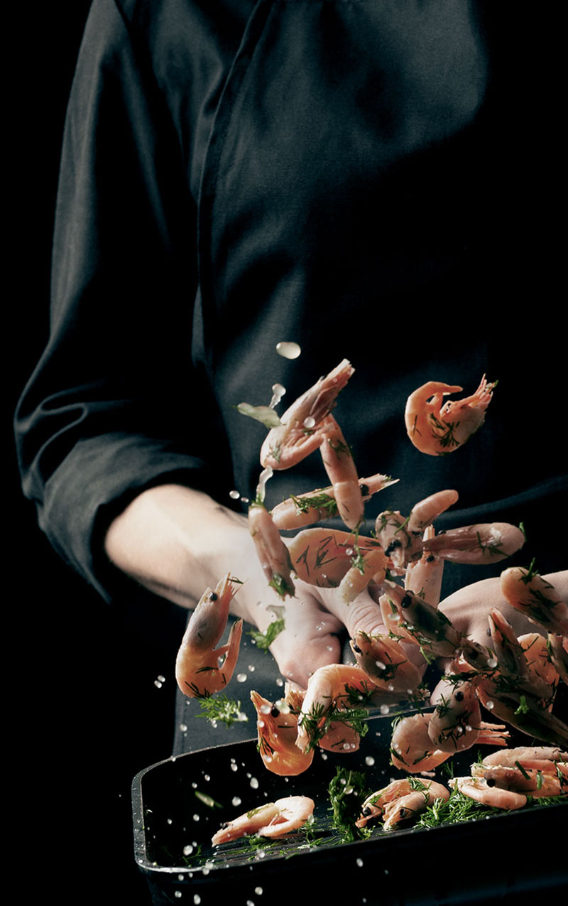 Chef preparing fresh seafood